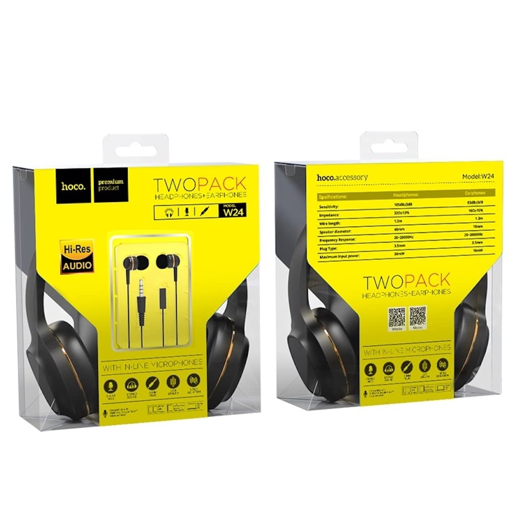 Hoco W24 Enlighten headphones with mic set gold