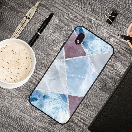 Husa Extra Samsung A01 Core Frosted Fashion Marble Shockproof TPU (Light Blue Square)