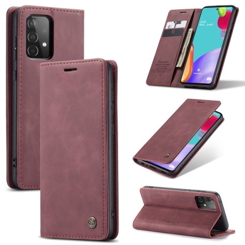Husa Extra SAMSUNG A52 5G / 4G CaseMe 013 Multifunctional Horizontal Carte Piele (Wine Red)