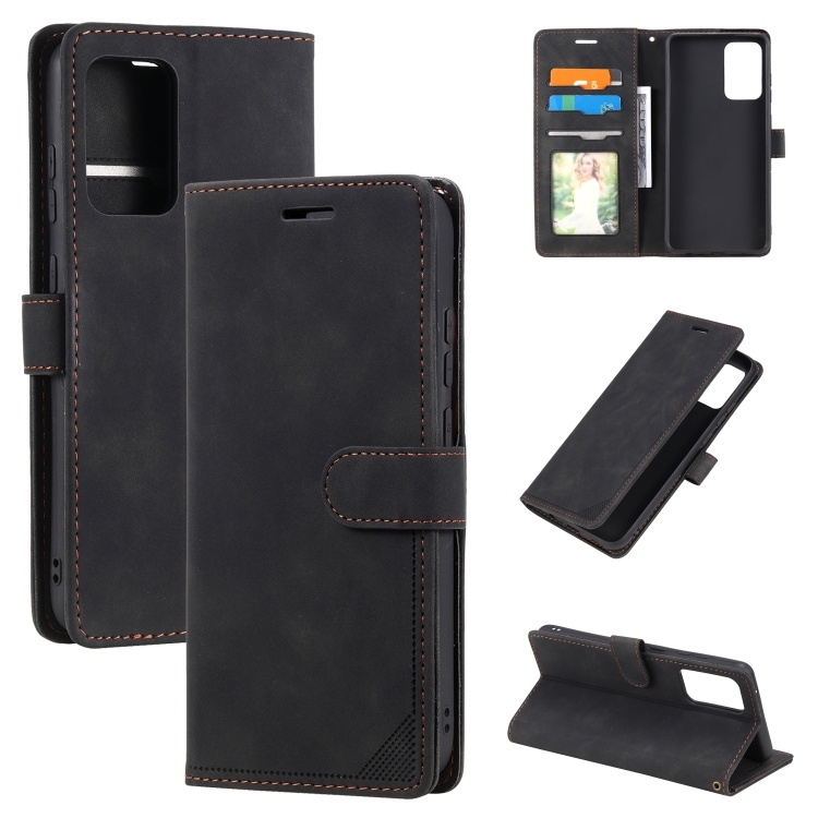 Samsung Galaxy A52 5G / 4G Skin Feel Anti-theft Brush Horizontal Carte Piele Phone Husa (Black)