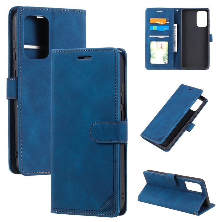 Samsung Galaxy A52 5G / 4G Skin Feel Anti-theft Brush Horizontal Carte Piele Phone Husa (Blue)