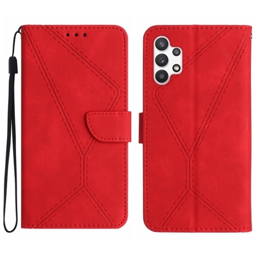 Samsung A32 5G Stitching Embossed Piele Husa (Red)