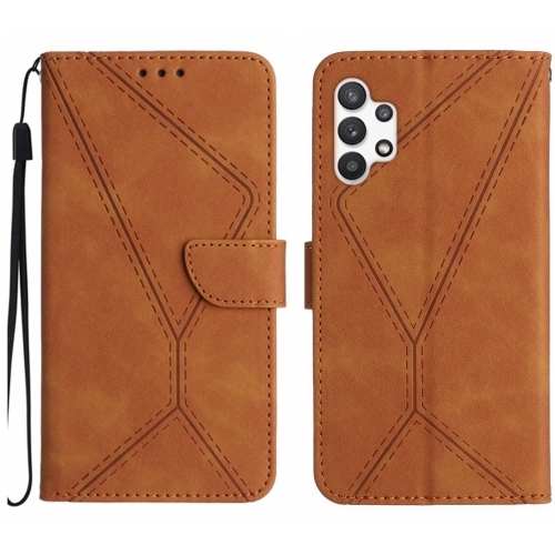 Samsung A32 5G Stitching Embossed Piele Husa (Brown)