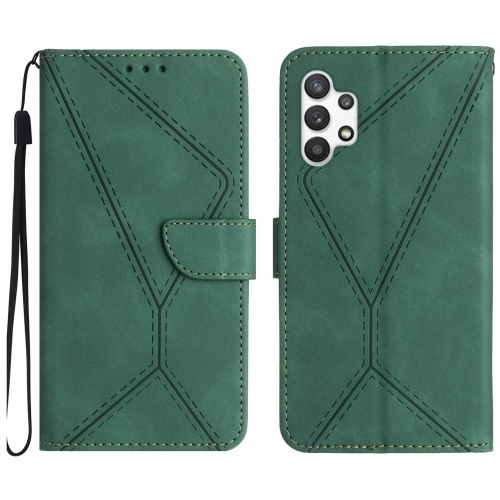 Samsung A32 5G Stitching Embossed Piele Husa (Green)