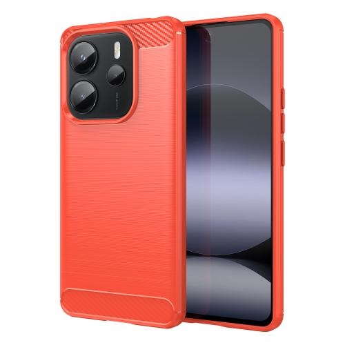 Xiaomi Redmi Note 14 4G 163.25mm Carbon Fiber Brushed Texture TPU Husa (Red)