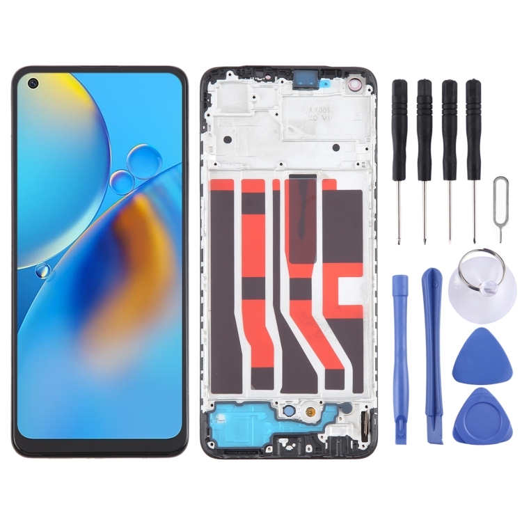 LCD OPPO A74 4G (CPH2219) BLACK WITH FRAME OLED