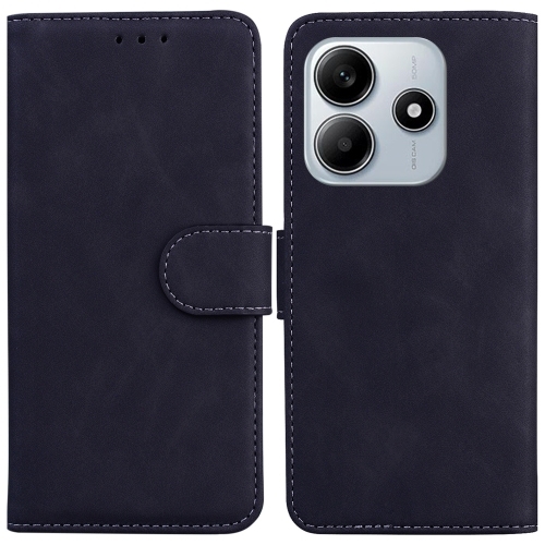 Xiaomi Redmi Note 14 4G Skin Feel Pure Color Carte Piele Husa (Black)