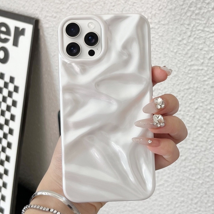 iPhone 16 Pro Max Water Ripple Electroplating Paint TPU Phone Husa (White)