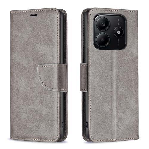 Xiaomi Redmi Note 14 4G 163.25mm Lambskin Texture Pure Color Carte Piele Husa (Grey)