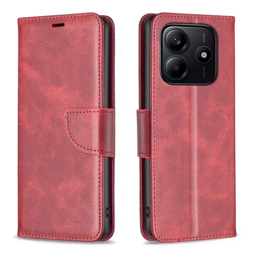 Xiaomi Redmi Note 14 4G 163.25mm Lambskin Texture Pure Color Carte Piele Husa (Red)