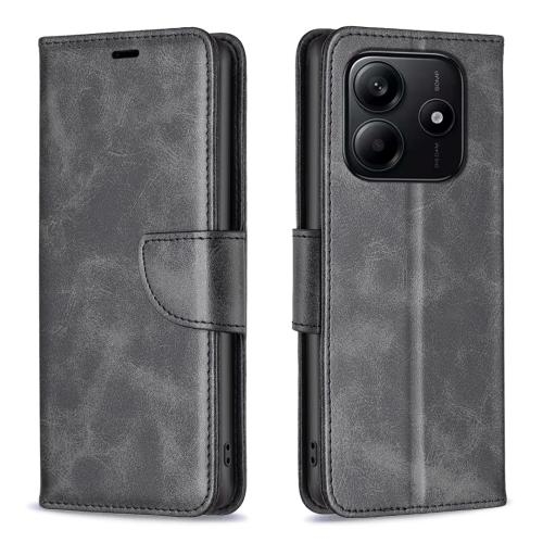Xiaomi Redmi Note 14 4G 163.25mm Lambskin Texture Pure Color Carte Piele Husa (Black)
