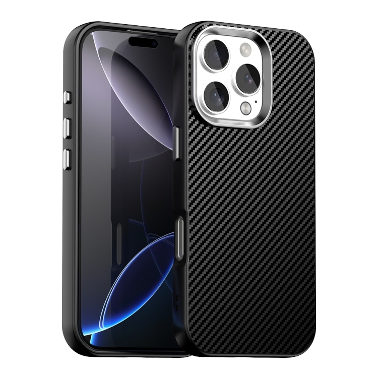 iPhone 16 Pro Max Carbon Fiber Series IMD Phone Husa (Black)