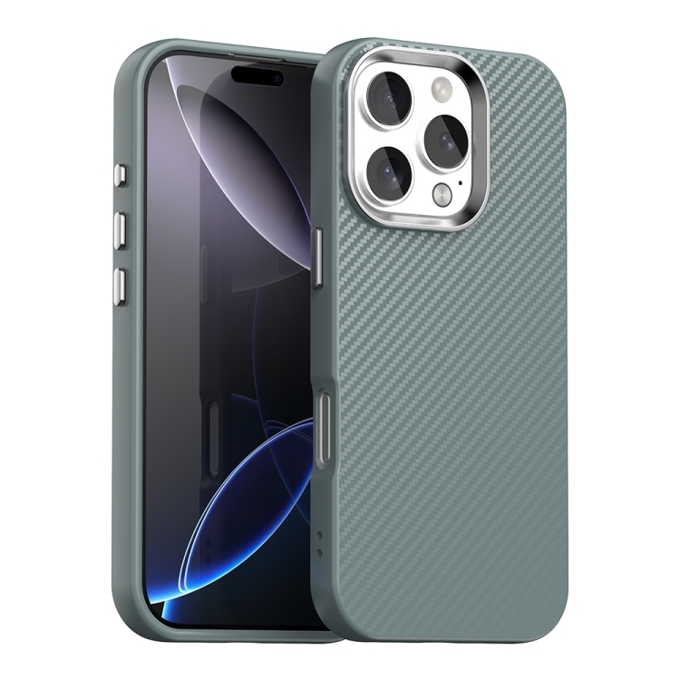 iPhone 16 Pro Max Carbon Fiber Series IMD Phone Husa (Grey)