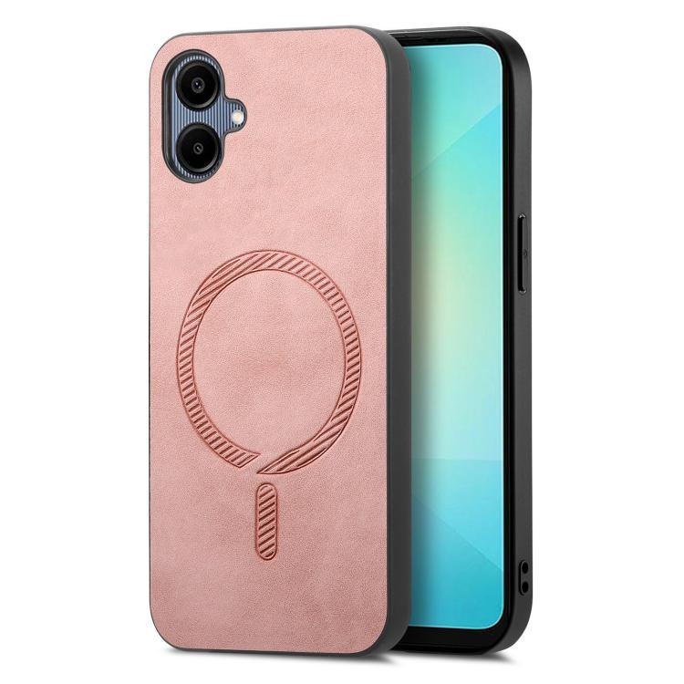 Samsung Galaxy A06 4G Solid Color Retro Magsafe PU Back Cover Phone Husa (Pink)