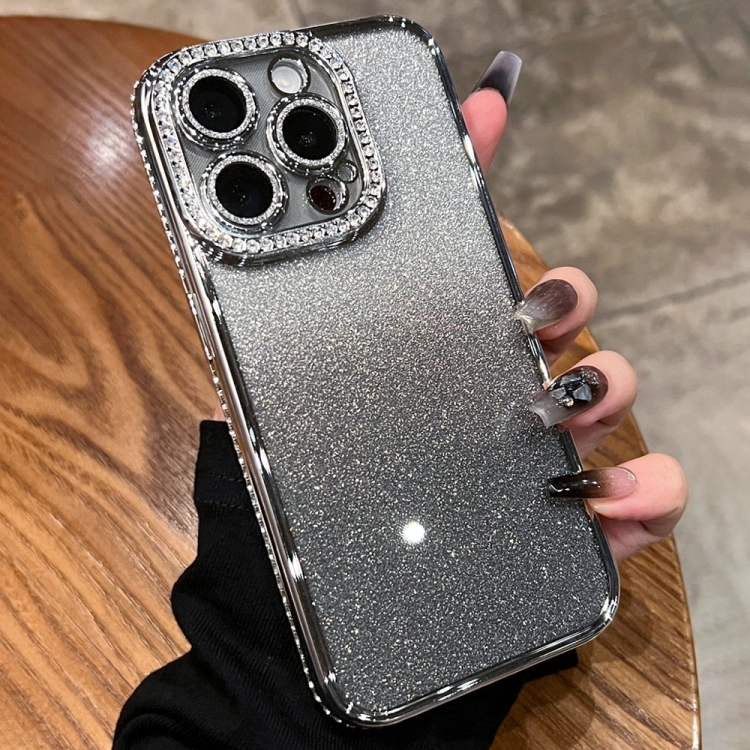 iPhone 16 Pro Max Diamond Gradient Glitter TPU Phone Husa (Gradient Silver)
