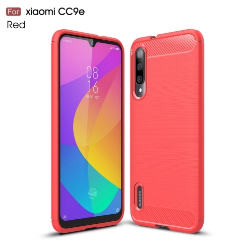 Brushed Texture Carbon Fiber  Husa Extra Xiaomi Mi CC9e / Xiaomi A3(Red)