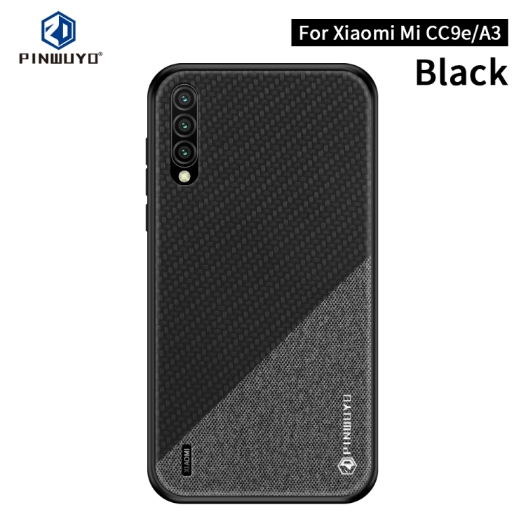 PINWUYO Honors Series Shockproof PC + Protective Husa p/u Xiaomi Mi CC9e / A3 (Black)