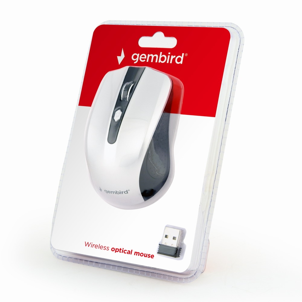 Wireless Mouse Gembird MUSW-4B-02-BS Optical 800-1600 dpi 4 buttons Ambidextrous 2xAAA, Black/Silver