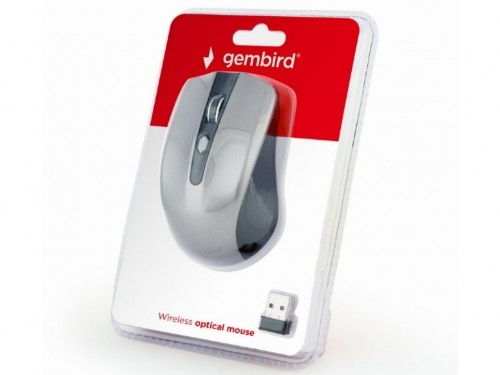 Wireless Mouse Gembird MUSW-4B-04-BG Optical 800-1600 dpi 4 buttons, Ambidextrous, 2xAAA, Black/Grey