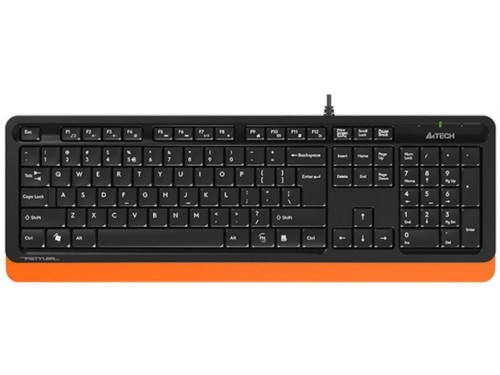 'Keyboard A4Tech FK10, Multimedia Hot Keys, Laser Inscribed Keys , Splash Proof, Black/Orange, USB.