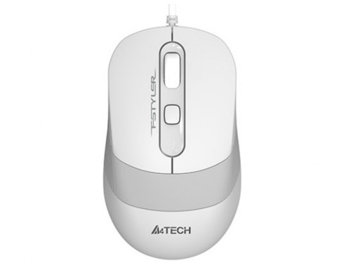 Mouse A4Tech FM10, Optical, 600-1600 dpi, 4 buttons, Ambidextrous, 4-Way Wheel, White/Grey, USB