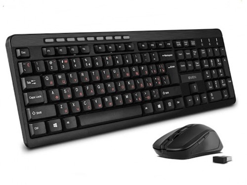 'Wireless Keyboard & Mouse SVEN KB-C3400W, Multimedia, Nano rec., 2.4GHz, Black,