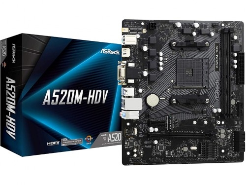 MB AM4 ASRock A520M-HVS  mATX//  CPU- Supports 3rd Gen AMD AM4 Ryzen™ / future AMD Ryzen™ Process