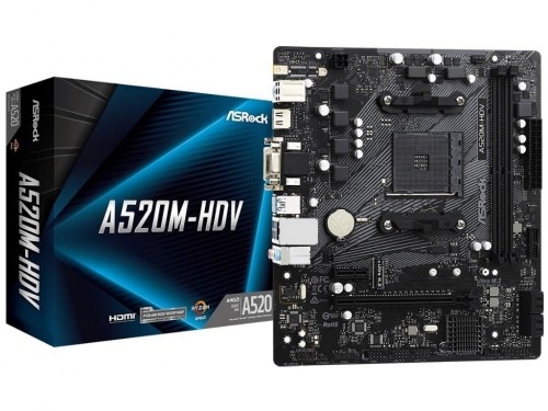 MB AM4 ASRock A520M-HDV  mATX//  CPU- Supports AMD AM4 Socket Ryzen™ 3000, 4000 G-Series and 5000