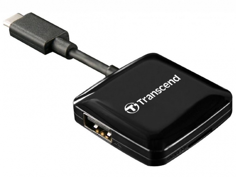 Card Reader Transcend 'TS-RDC3' Black, USB3.0 Type-C (1xUSB-C 3.0 to 1x microSD, 1x SD-Card)