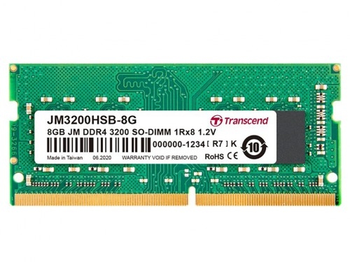 .8GB DDR4-  3200MHz  SODIMM  Transcend PC25600, CL22, 260pin DIMM 1.2V
