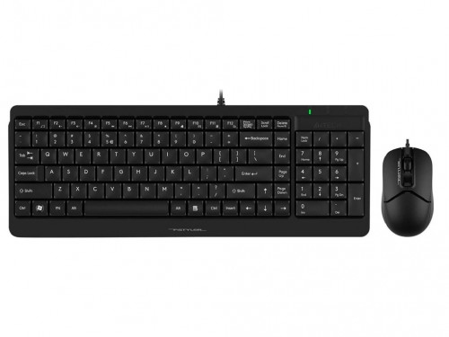 'Keyboard & Mouse A4Tech F1512, Laser Engraving, Splash Proof, 1200 dpi, 3 buttons, Black, USB.