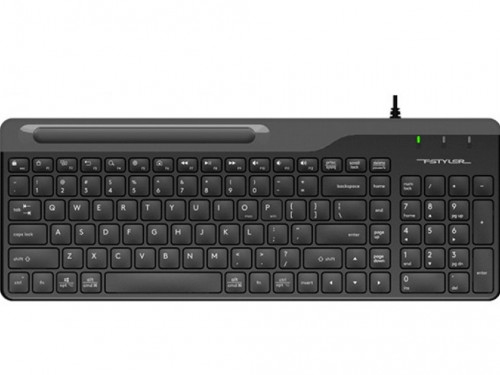 Keyboard A4Tech FK25, Multimedia, Ultra-Slim, Smartphone Cradle, Chocolate Keycaps, Black, USB