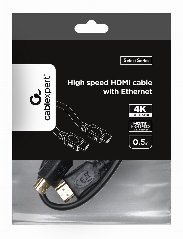 Cable HDMI to HDMI  0.5m  Cablexpert  male-male, V1.4, Black, CC-HDMI4L-0.5M