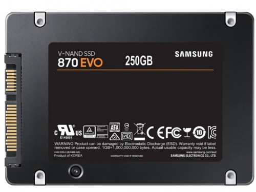 2.5 SATA SSD  250GB Samsung 870 EVO ''MZ-77E250B'' [R/W:560/530MB/s, 98K IOPS, MGX, V-NAND