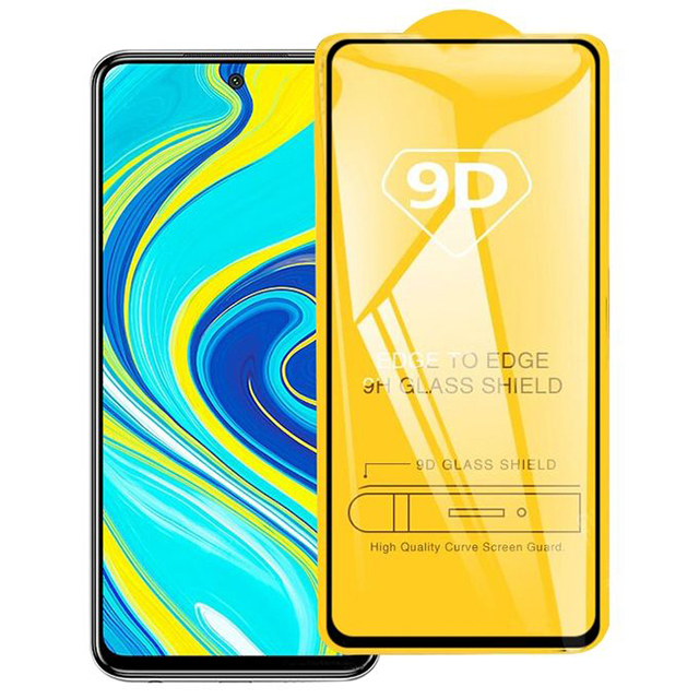 Защитное стекло 9D Xiaomi Redmi Note 9 black тех упаковка