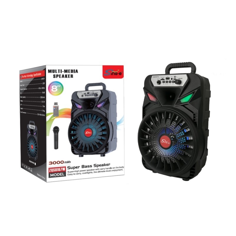 Sing-e ZQS8167 RGB Party Single Speaker 8 inch 20W Black