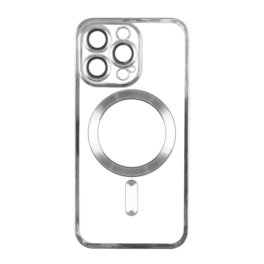 Чехол TPU Metallic Full Camera with Magsafe для Iphone 14 Pro Max (Silver)