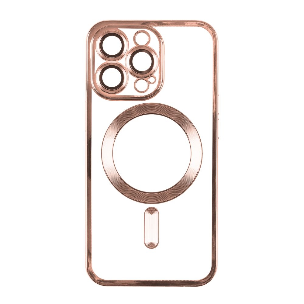 Чехол TPU Metallic Full Camera with Magsafe для Iphone 14 (Rose Gold)