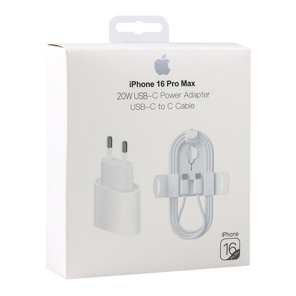 Сетевое Зарядное Устройство Apple PD 20W 16 Pro Max+Type-C to Type-C 1:1 (Белый)