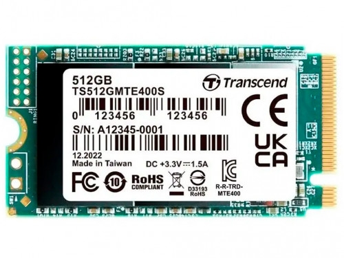 '.M.2 NVMe SSD 512GB Transcend MTE400S [42mm, PCIe 3.0 x4, R/W:2000/900MB/s, 53/235K IOPS, 200TBW]