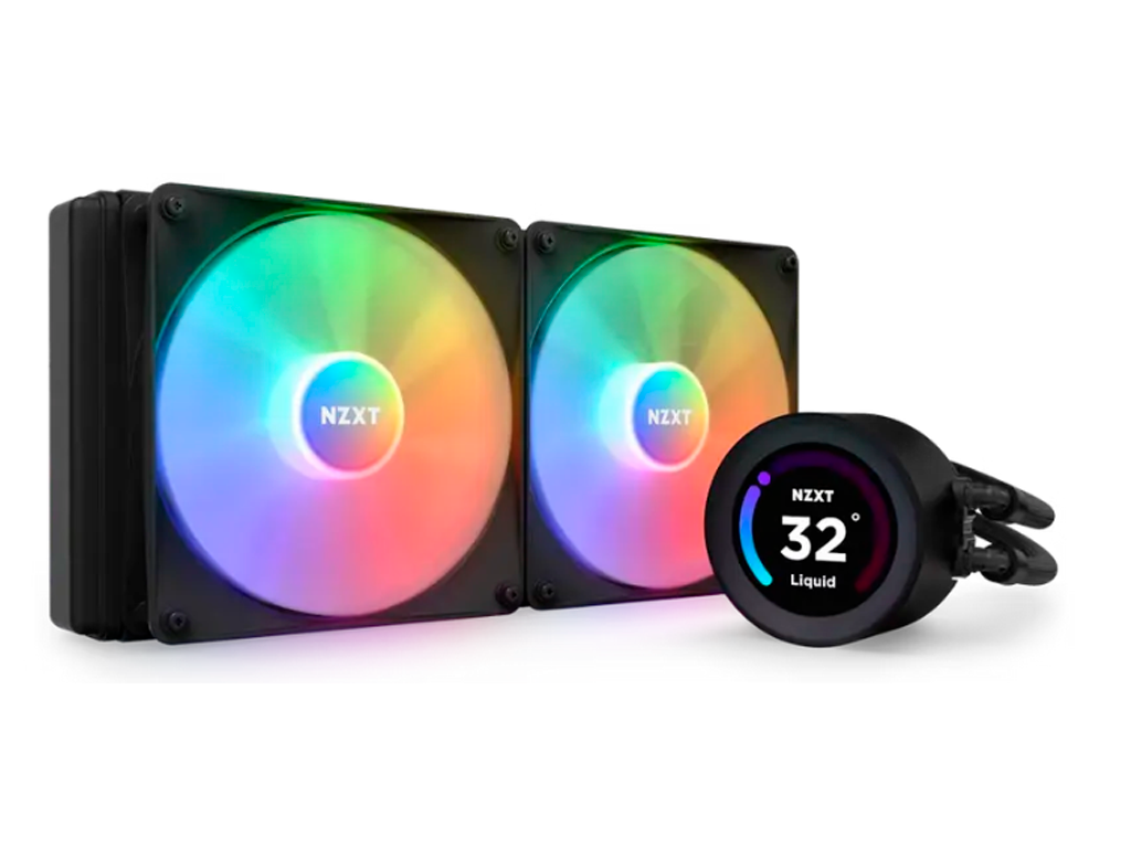 AIO Liquid Cooling NZXT Kraken 280 RGB Black (34.5dB, 90.8CFM, 2x140mm, 500-1500RPM, LCD 1.54', CAM)