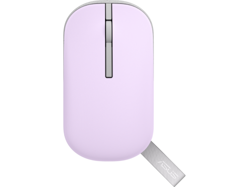 Wireless Mouse Asus MD100, 800-1600 dpi, 3 buttons, Ambidextrous, 56g, Silent, 1xAA, 2.4Ghz+BT Purpl