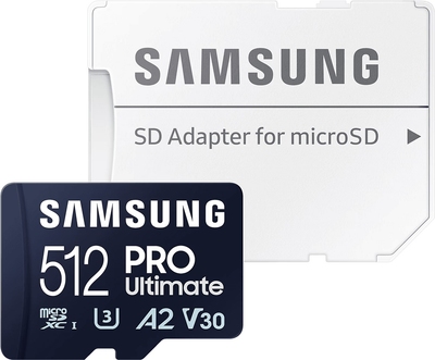 '512GB MicroSD (Class 10) UHS-I (U3)+SD adapter, Samsung PRO Ultimate ''MB-MY512SA'' (R/W:200/130MB/