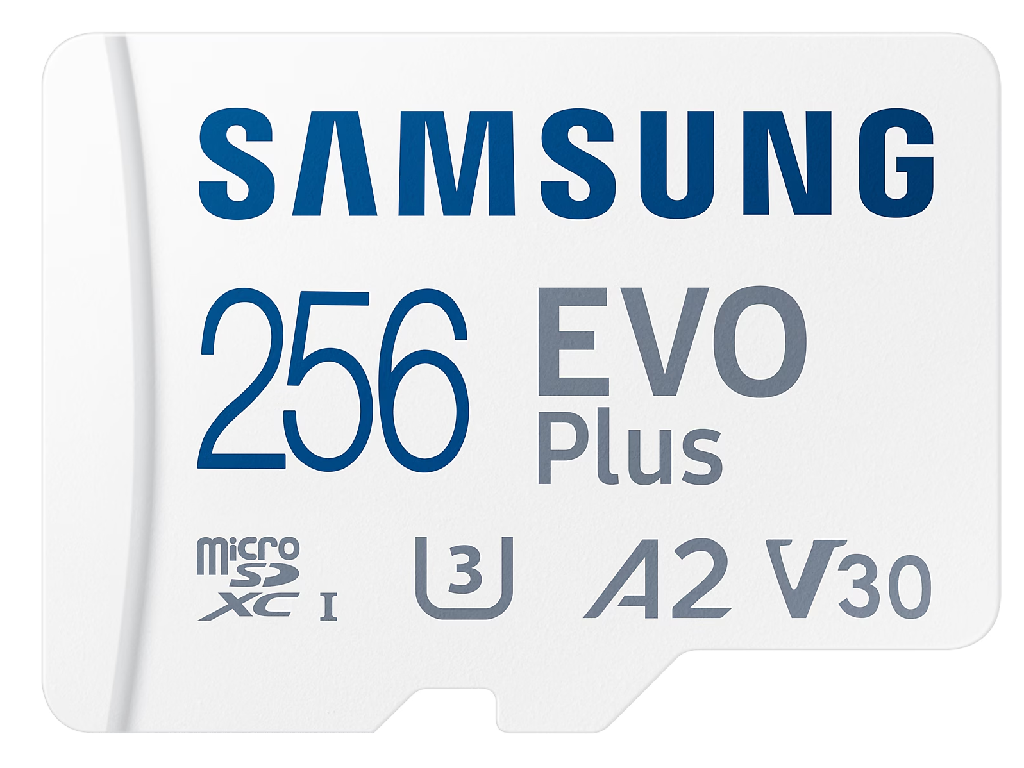 .256GB MicroSD (Class 10) UHS-I (U3) +SD adapter, Samsung EVO Plus 2024 'MB-MC256SA' (R:160MB/s)Cap
