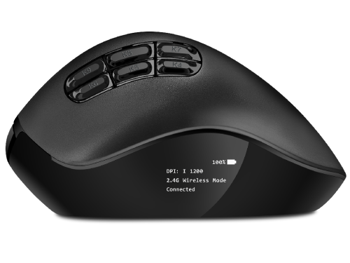 Wireless Mouse SVEN RX-470W, 1200-2400 dpi, 11 buttons, Ergonomic, 45° tilt, OLED display
