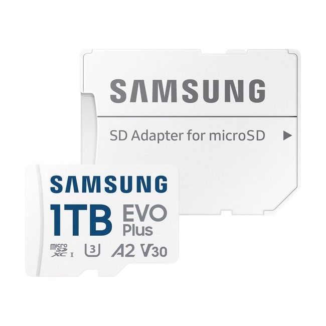 1.0TB MicroSD (Class 10) UHS-I (U3) +SD adapter, Samsung EVO Plus 2024 'MB-MC1T0SA' (R:160MB/s)Capa