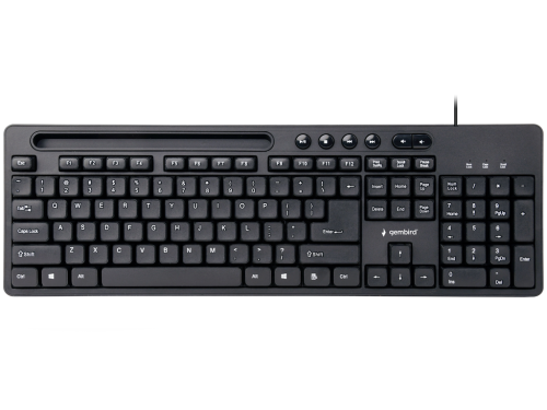 Keyboard Gembird KB-UM-108, Multimedia Smartphone stand, Silent, 1.5m, USB, EN, Black