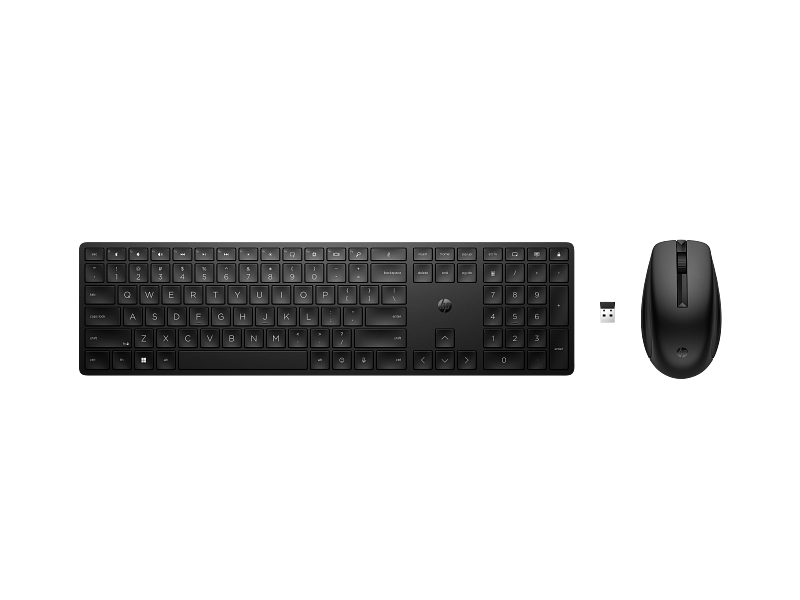 Wireless Keyboard & Mouse HP 655, Full size 3-zone layout, Spill resistant Quiet keys 3 buttons