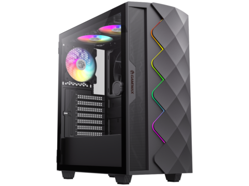Case ATX GAMEMAX Diamond CP BK, w/o PSU, 0.5mm, 2x120mmARGB, 1x140mmARGB, ARGB Hub, Front Mesh+LED