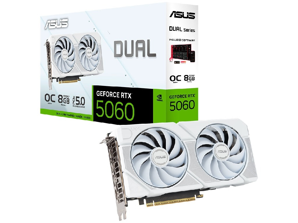 VGA ASUS RTX5060 8GB GDDR7 Dual WHITE OC (DUAL-RTX5060-O8G-WHITE)  GPU: NVIDIA
